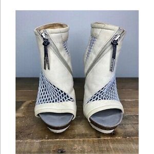 COPY - 10 LAMB “Bicara” booties stiletto heels peep toe zombie leather platform…